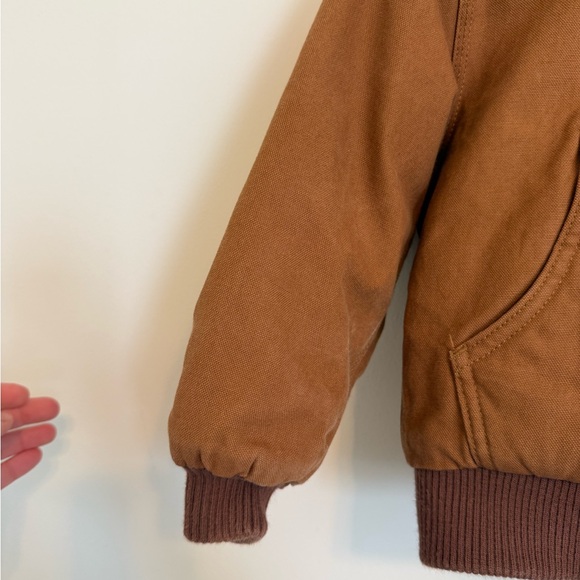 Carhartt Toddler Brown Hooded Canvas Jacket Coat 4T Quilted Lined - Picture 4 of 11